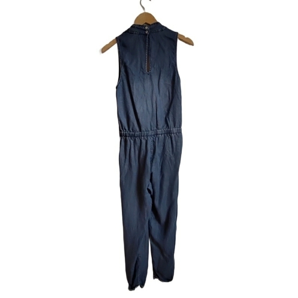 LOVESTITCH Chambray Denim Romper Sleeveless V-neck Crossover Small Blue Jean - Picture 8 of 12